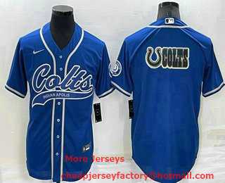 Men's Indianapolis Colts Blue Team Big Logo With Patch Cool Base Stitched Baseball Jersey,We sell and wholesale Men's Indianapolis Colts Blue Team Big Logo With Patch Cool Base Stitched Baseball Jersey on line form chian!